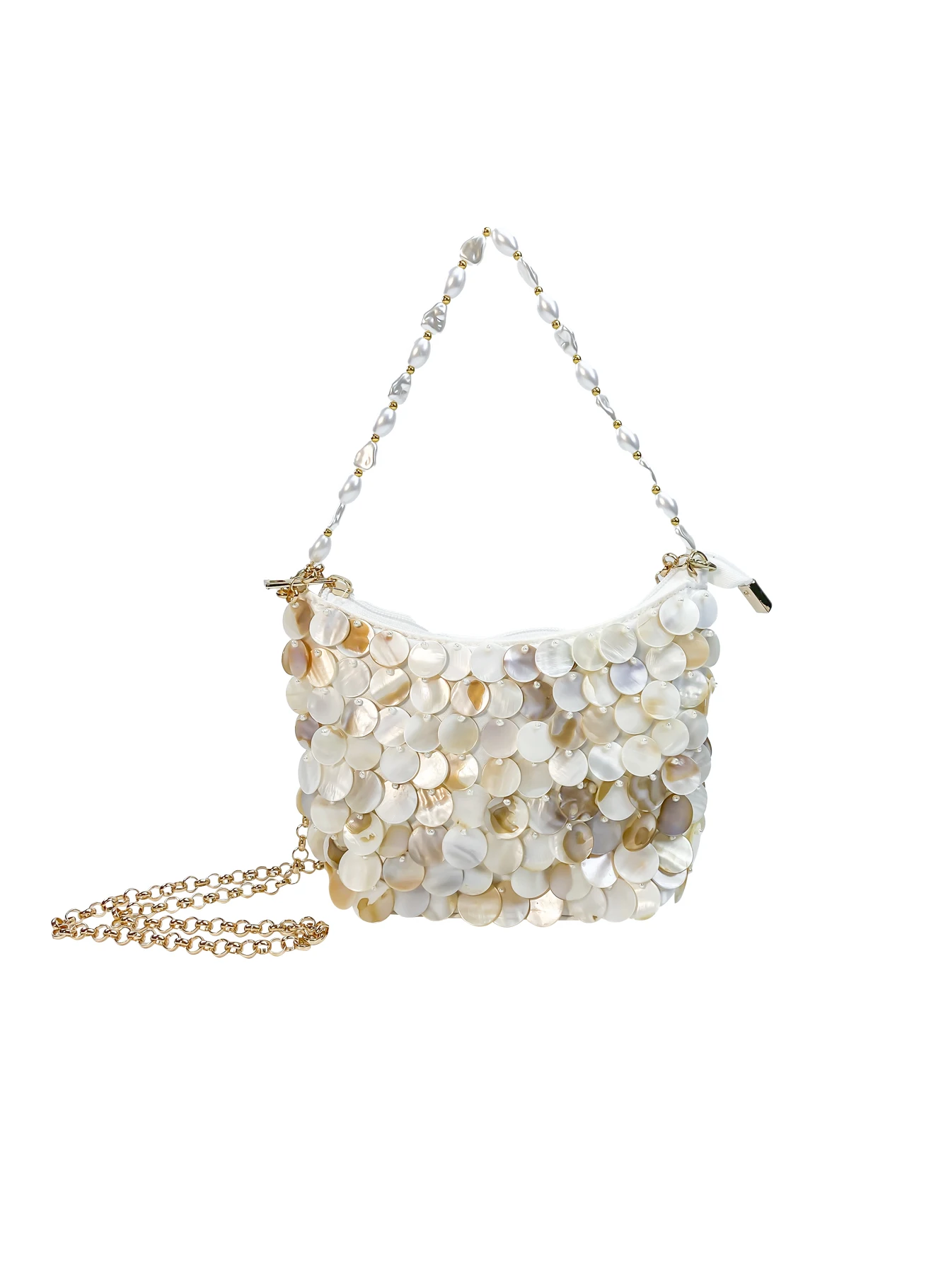 Summer beach vacation handmade woven shell dumpling bag, hand sewn heavy industry, niche fashion trend, hand-held crossbody bag