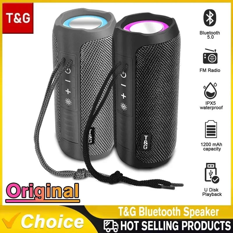 TG227 Waterpro With Lamp Outdoor Portable Upright Wireless Compatible Speaker Music Player Support USB/ TF/ FM Radio Music Party