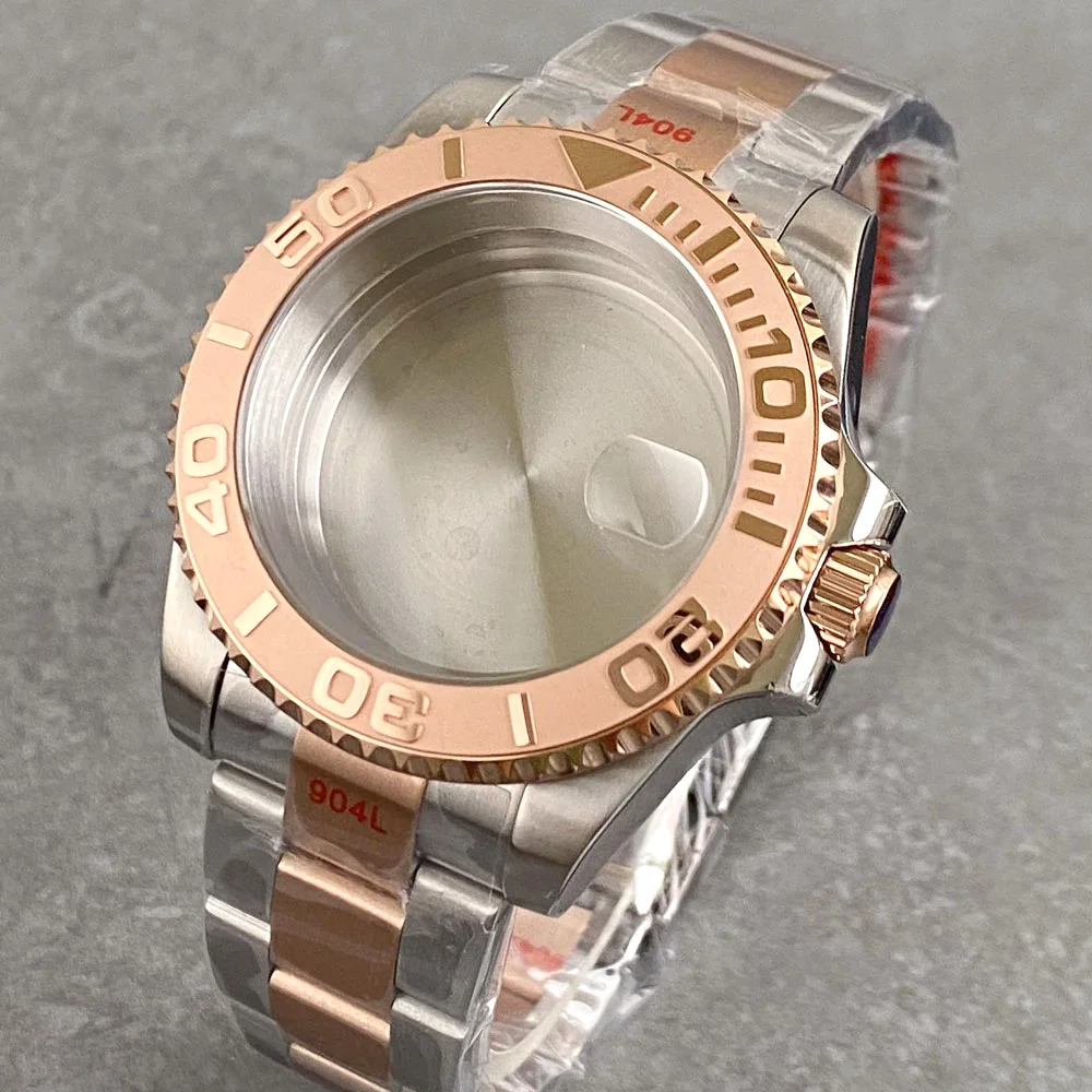 40mm Silver Rose Gold two tone Watch Cases Sapphire glass Cyclops  200m Waterproof For NH34 NH35 NH36 ETA2824 PT5000 Movt