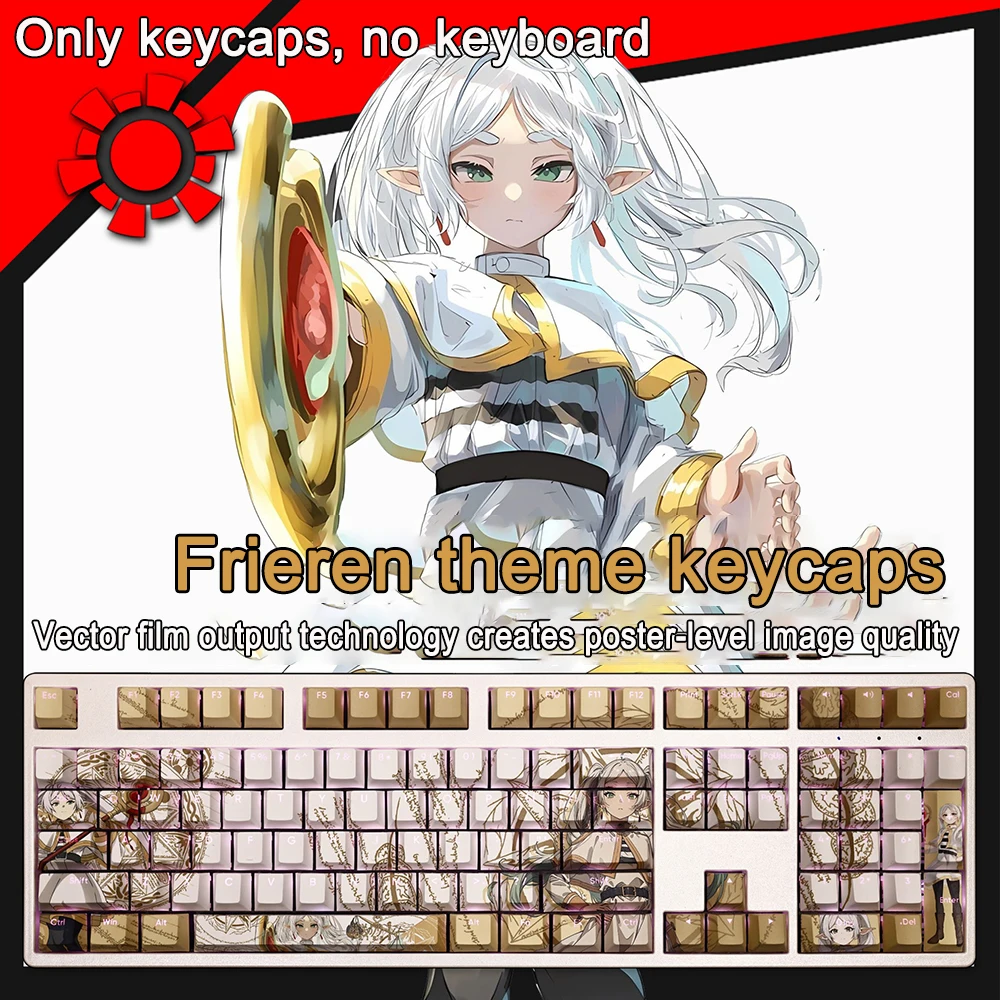 Frieren Beyond Journey's End Keycaps 108 Keys PBT Dye Subbed Keycaps Cherry Anime Cartoon Gaming Key caps For ANSI 61 87 104 108