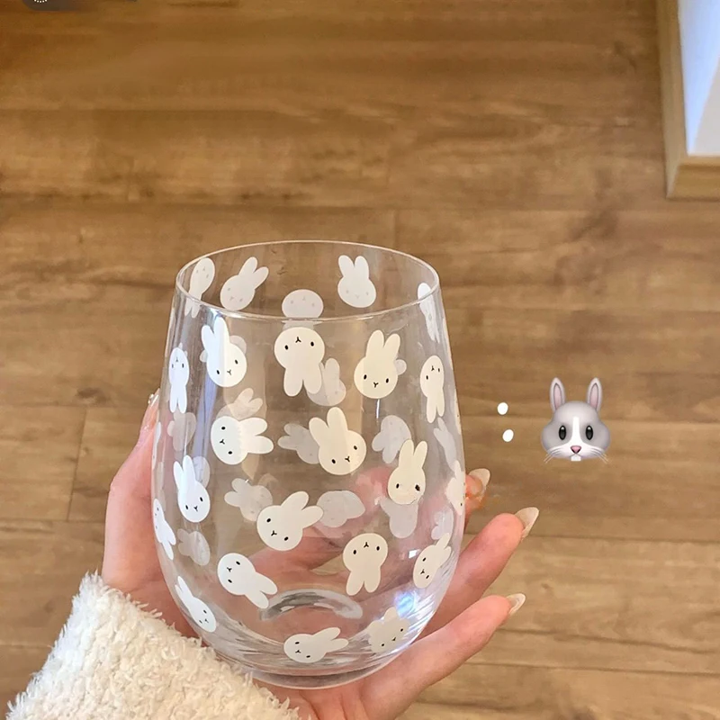 Miffy-Kaninchen-Print-Glasbecher, große Kapazität, bauchförmiger Wasserbecher, niedlicher Ins-Stil, Milch-, Kaffee-, Saft-Trinkglas, Haushalts-Trinkgeschirr