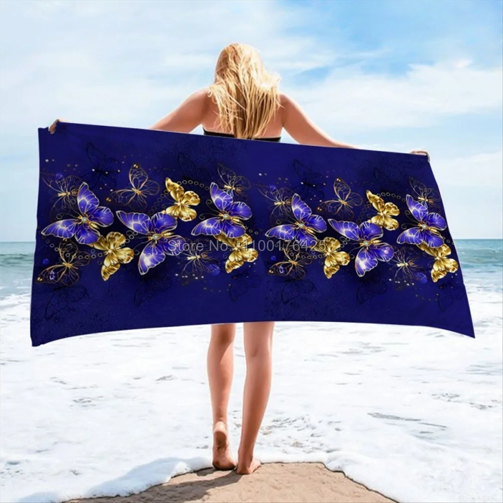 Colorful Butterflies Soft And Cute Girl AnimeBeach Towel Sand Free Pool Blanket Thin Quick Fast Dry Absorbent Bath Towels