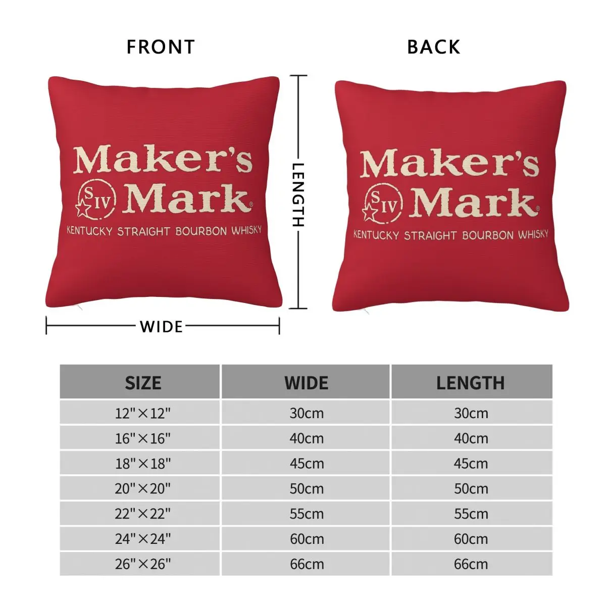 Maker's Mark Square Pillowcase Polyester Linen Velvet Creative Zip Decor Sofa Cushion Cover 45x45