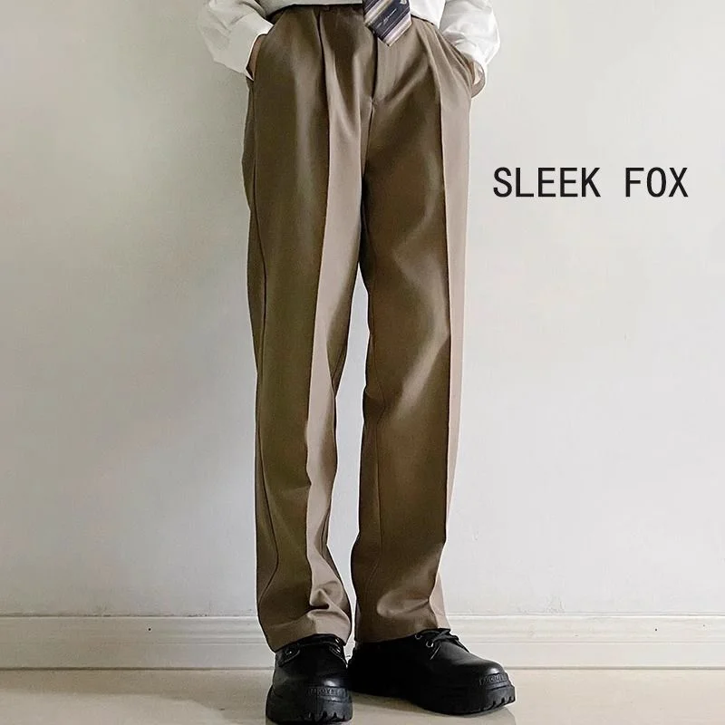 

Uniform Trousers High-end Solid Color Loose Casual Straight Slimming and Drooping