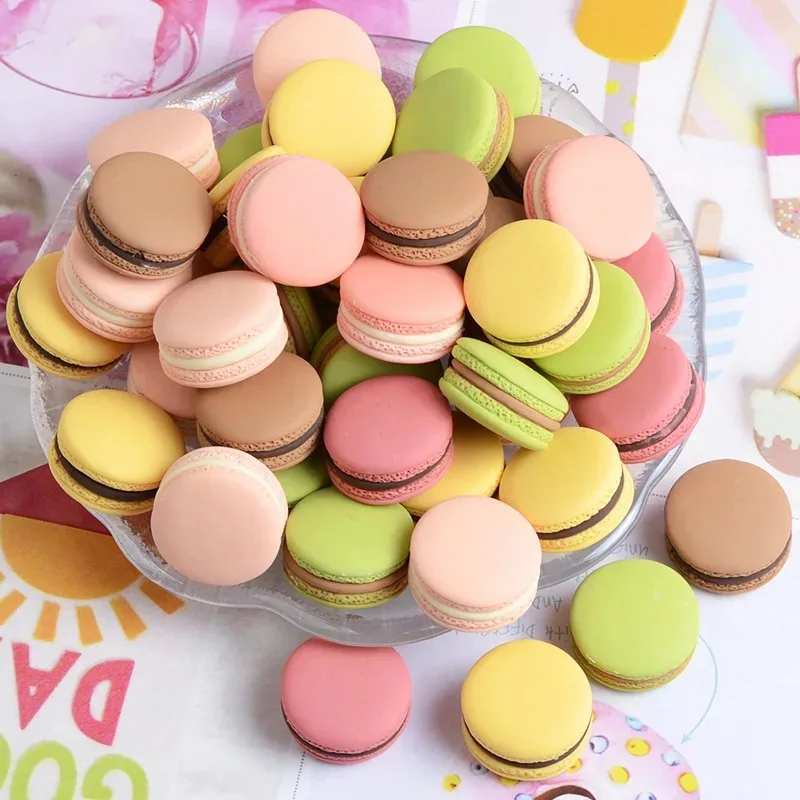 10 Stück Gemischte Mini-Simulations-Macarons Kawaii Kunstessen Scrapbook Flatback Resin Cabochon Mini-Spielzeugessen Bastelbedarf – Detail 2