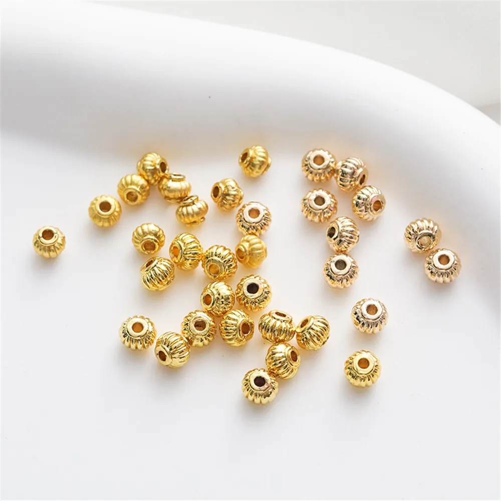 

14K Gold-coated Pumpkin Beads Lantern Beads Drum Beaded DIY Bracelet Necklace Accessories Separated Beads Scattered Beads 4x5mm