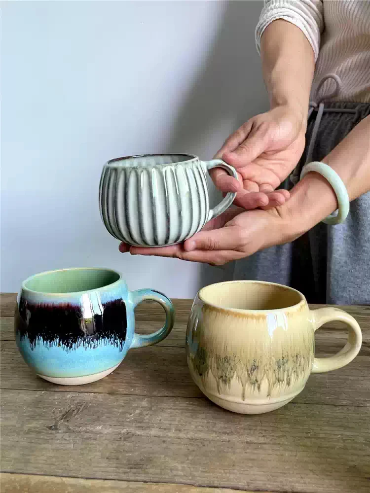 

Vintage Large Capacity Ceramic Breakfast Cup European Style Restaurant Coffee Latte Mugs Household High Quality Yogurt Cup