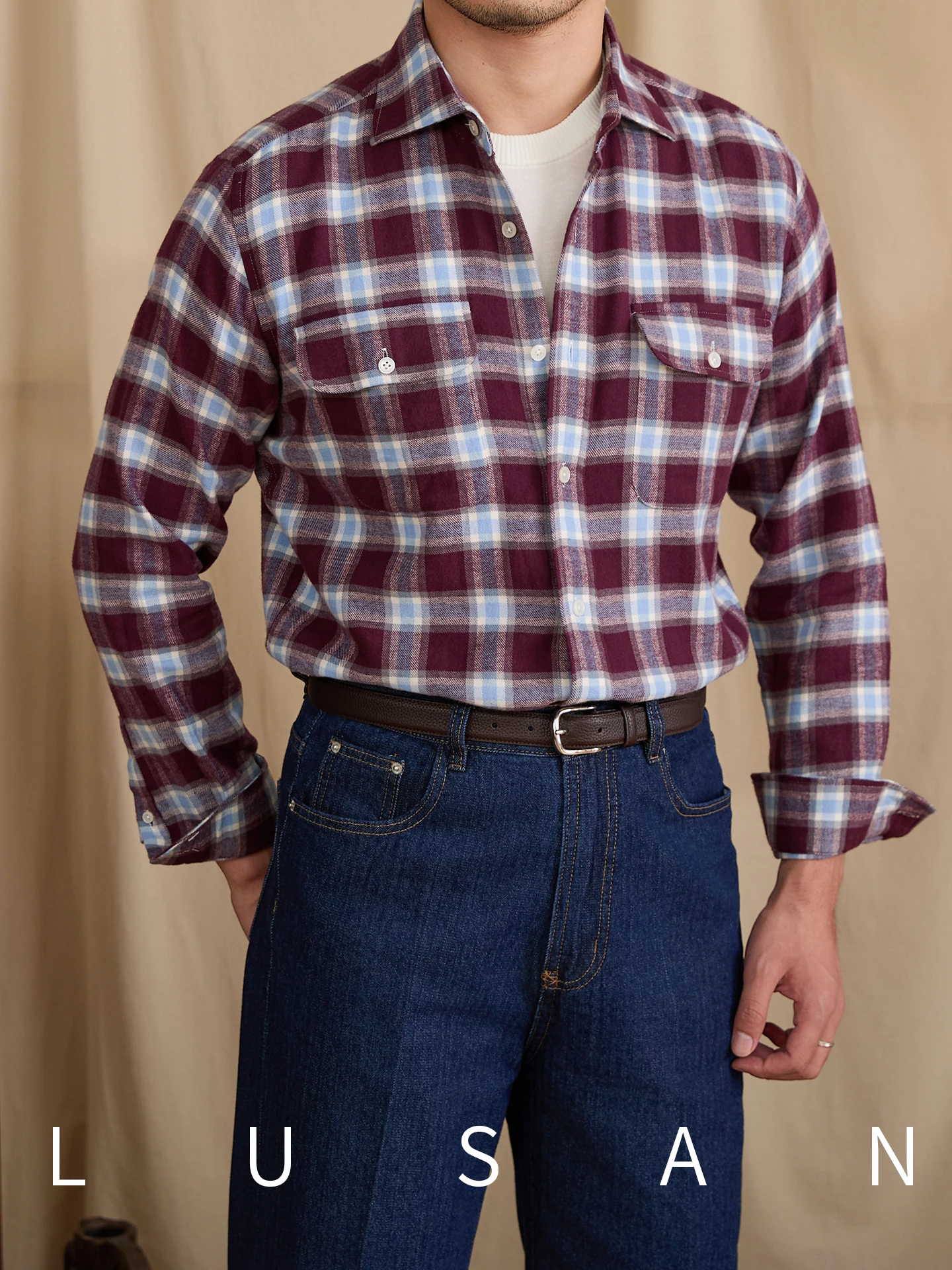 

Mr. Deer Tee's Slim Fit Autumn Winter Plaid Long Sve Cotton irt Gentleman's Faion Retro Briti Sle Breathable Tre...