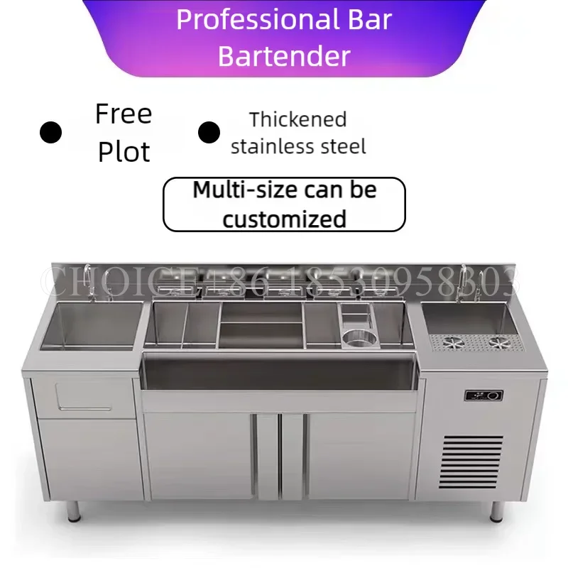 Professional American Style Bar Furniture Portable Bar Cabinets Equipment with Steel Bargements Mixing Drinks Prep Table