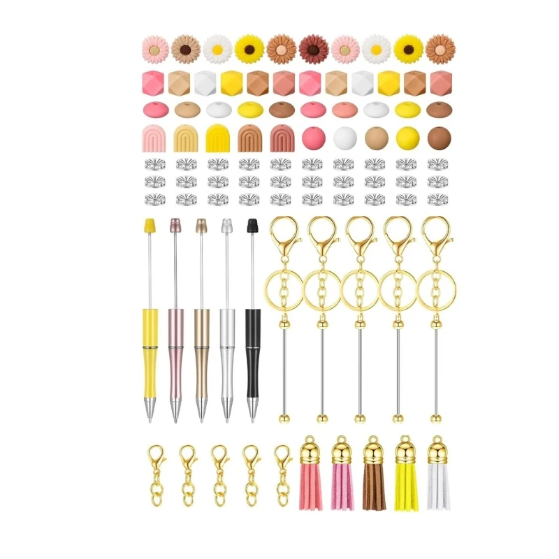 78Pcs Beadable Ballpoint Pen with Beads, Lobster Clasps Colorful Tassels for DIY Craft Christmas