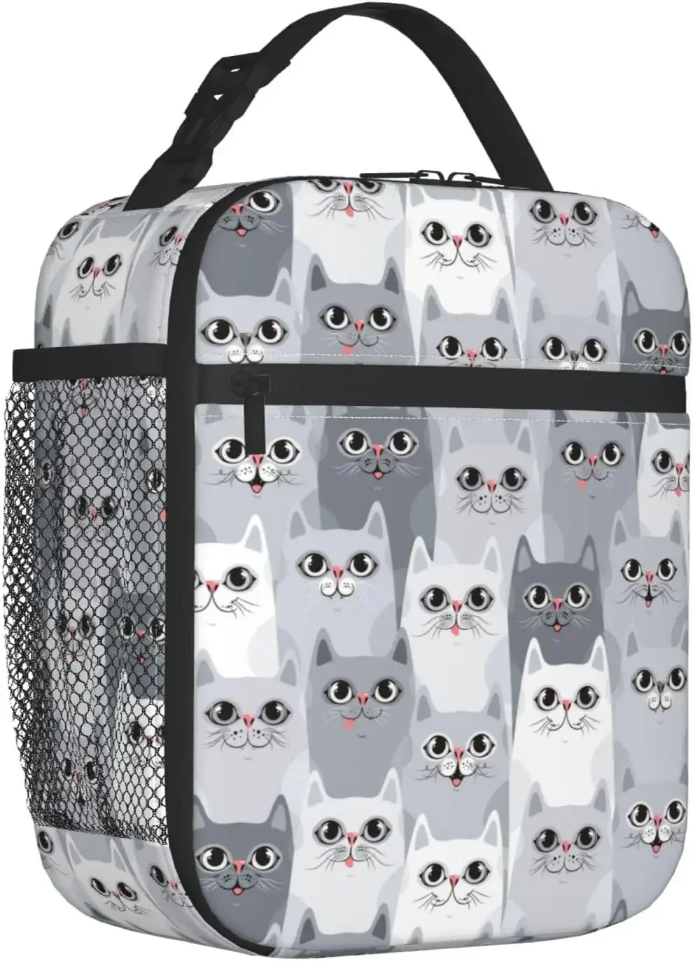 Cute Cat Insulated Lunch Bags Cooler Tote Organizer Bags Reusable Lunchbox For School Work Picnic Camping Travel