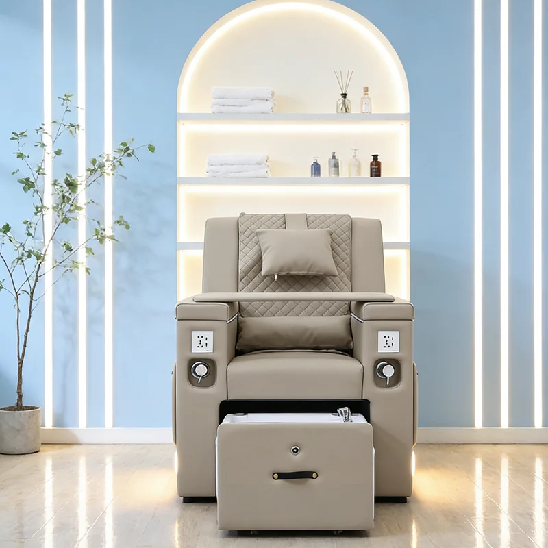 2026 New Design Nail Salon Equipment Reclining Foot Care Spa Chair Luxury Kneading Massage Pedicure Chair with Led Lights 3