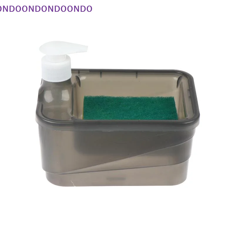 2 In 1 Soap Dispenser & Sponge Holder Square Black Press Liquid Pump for RV Kitchen Bathroom Space Saving Storage