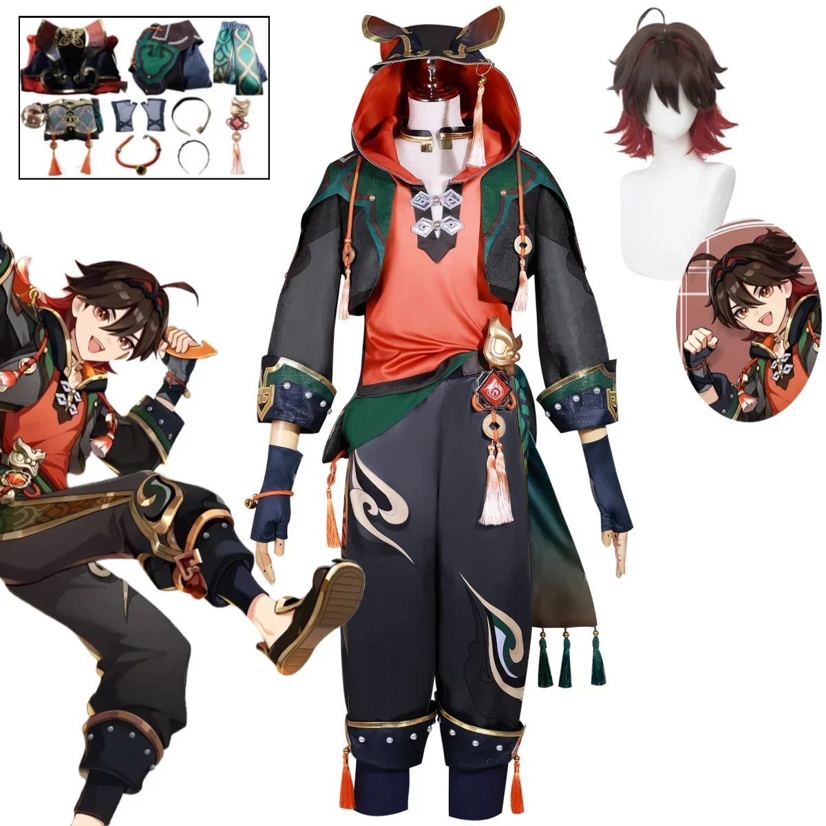 

Game Genshin Impact Ga Ming Gaming Cosplay Costume Red Set Uniform Halloween Carnival Party Performance Costume