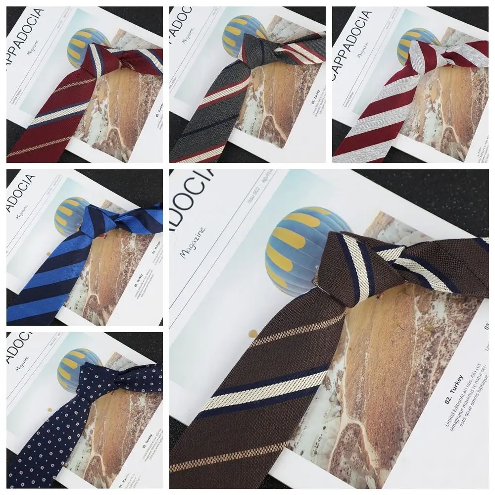 

British Gentleman Men's Business Printed Neck Tie Adjustable Dot Jacquard Floral Tie Polyester Soft Striped Knitted Tie