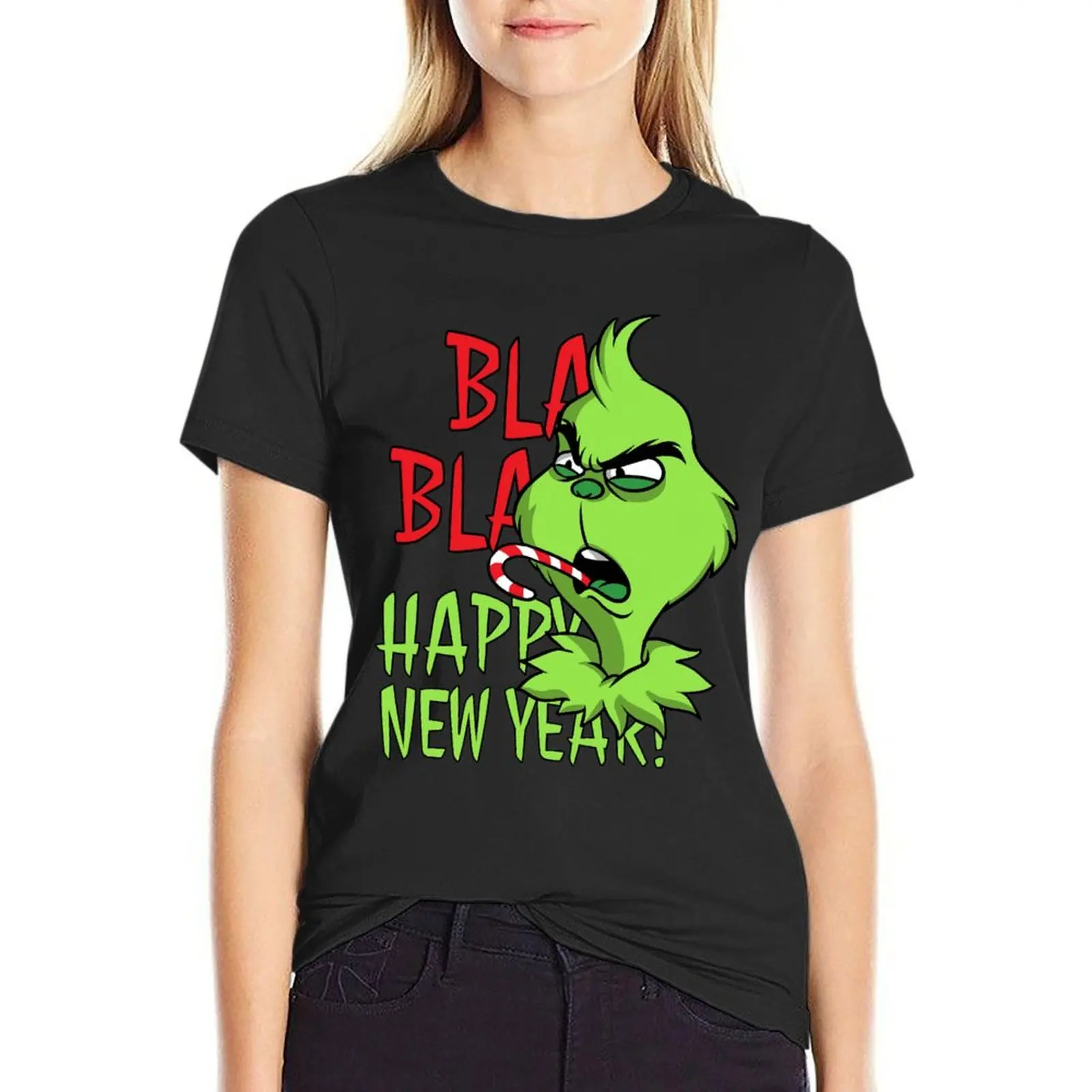 

Bla Bla Happy New Year T-Shirt anime clothes tops luxury designer clothing Women