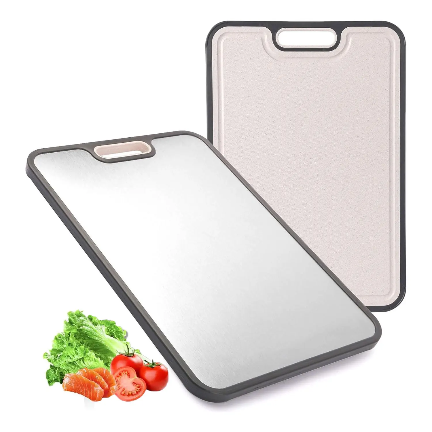 

Titanium Cutting Board 2-in-1 Double Sided Chopping Boards for Kitchen Wheat Straw PP, Dishwasher Safe for Family Cooking