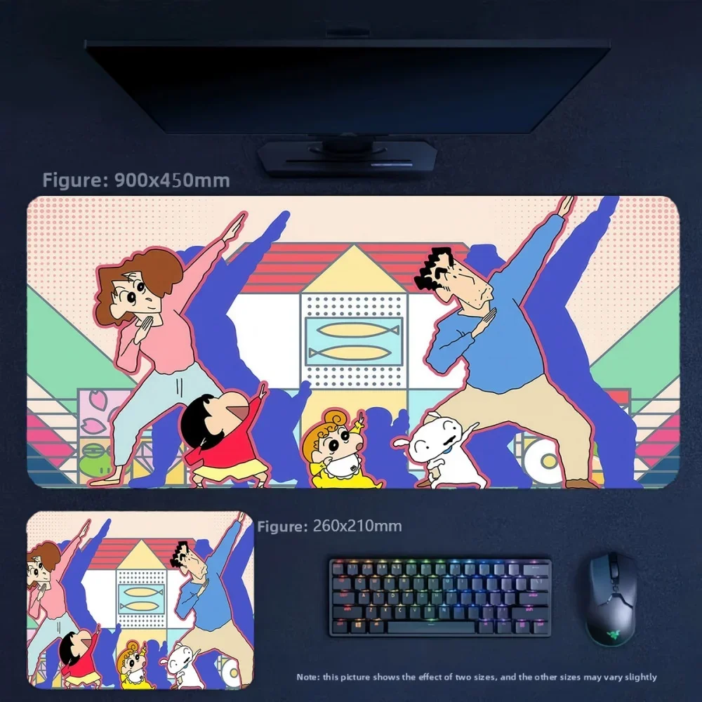 Cartoon Girls Office High Value Cute Large Size Table Mat Animation Crayon Shin Chan's Family Pattern Non-slip Leather Mouse Pad