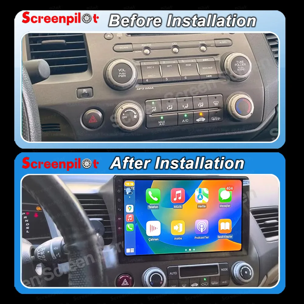 Android 16For Honda Civic 8 2005 - 2012  Car Radio Multimedia Video Player GPS Navigation stereo Head Unit Screen Touch Screen view 3