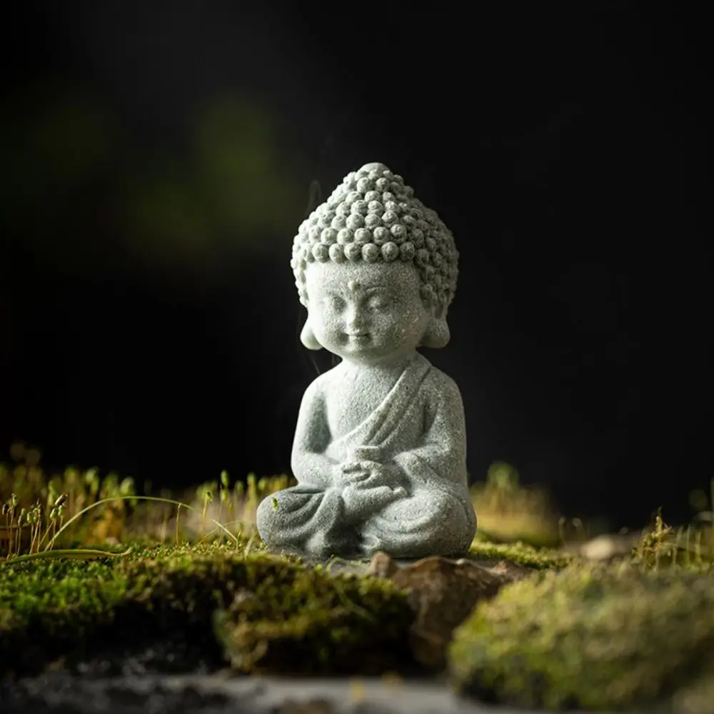 Sandstone Aquarium Buddha Statues Mini Serviceable Buddha Tea Pet Delicate Chinese Style Little Monk Figurine Living Room