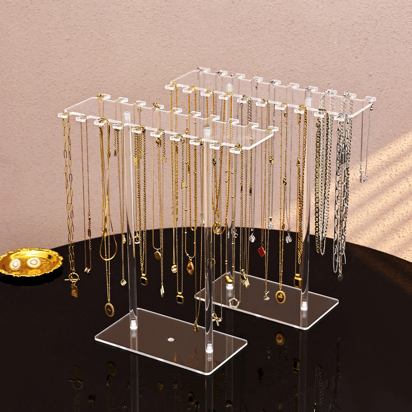 

1pc detachable transparent heart-shaped necklace display rack, large capacity pendant bracelet, long chain jewelry storage rack