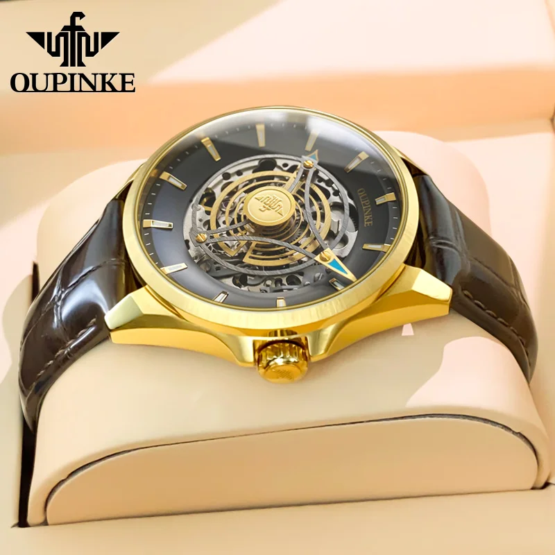 OUPINKE 3206 Automatic Mechanical Watch For Men Hollow 40mm Dial Original Hand Clock Synthetic Sapphire Mirror Man Watches