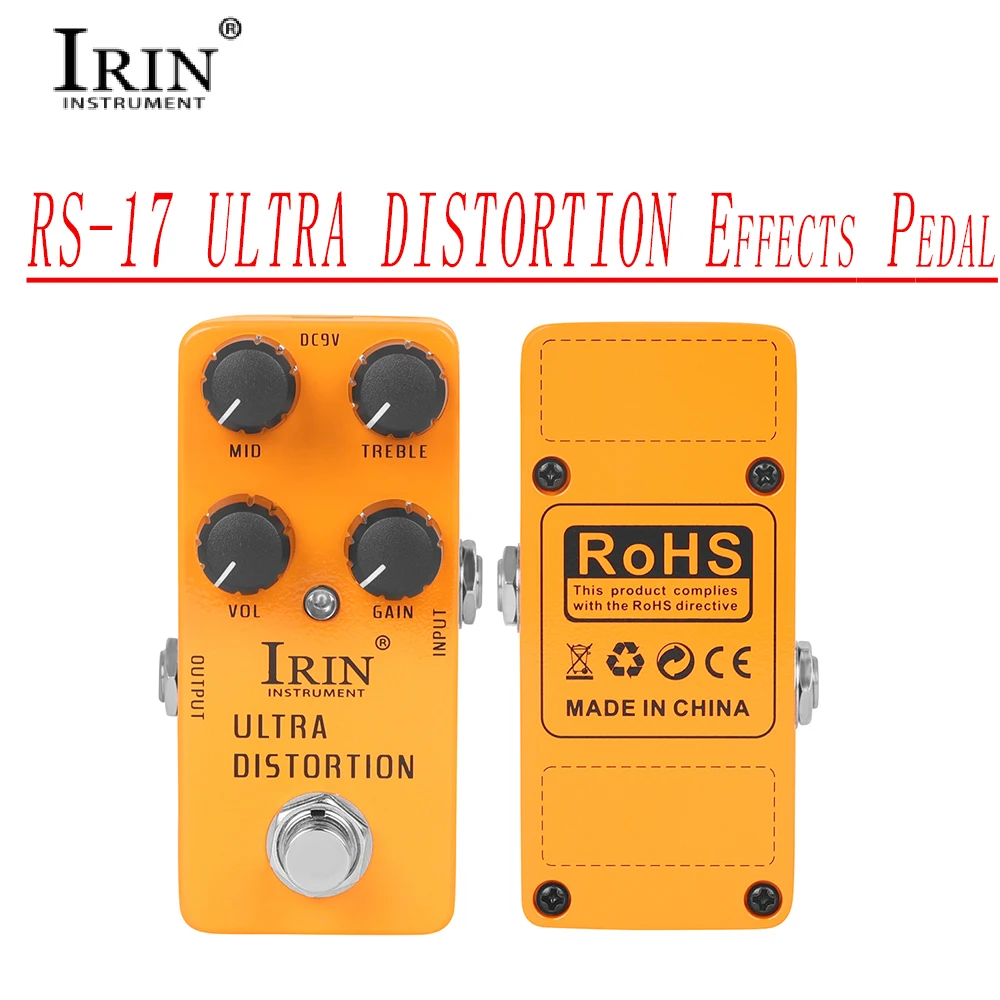 Efektor IRIN RS-17 ULTRA DISTORTION do gitary elektrycznej i basu, pedał efektów, obudowa ze stopu aluminium, akcesoria do gitary elektrycznej i basu