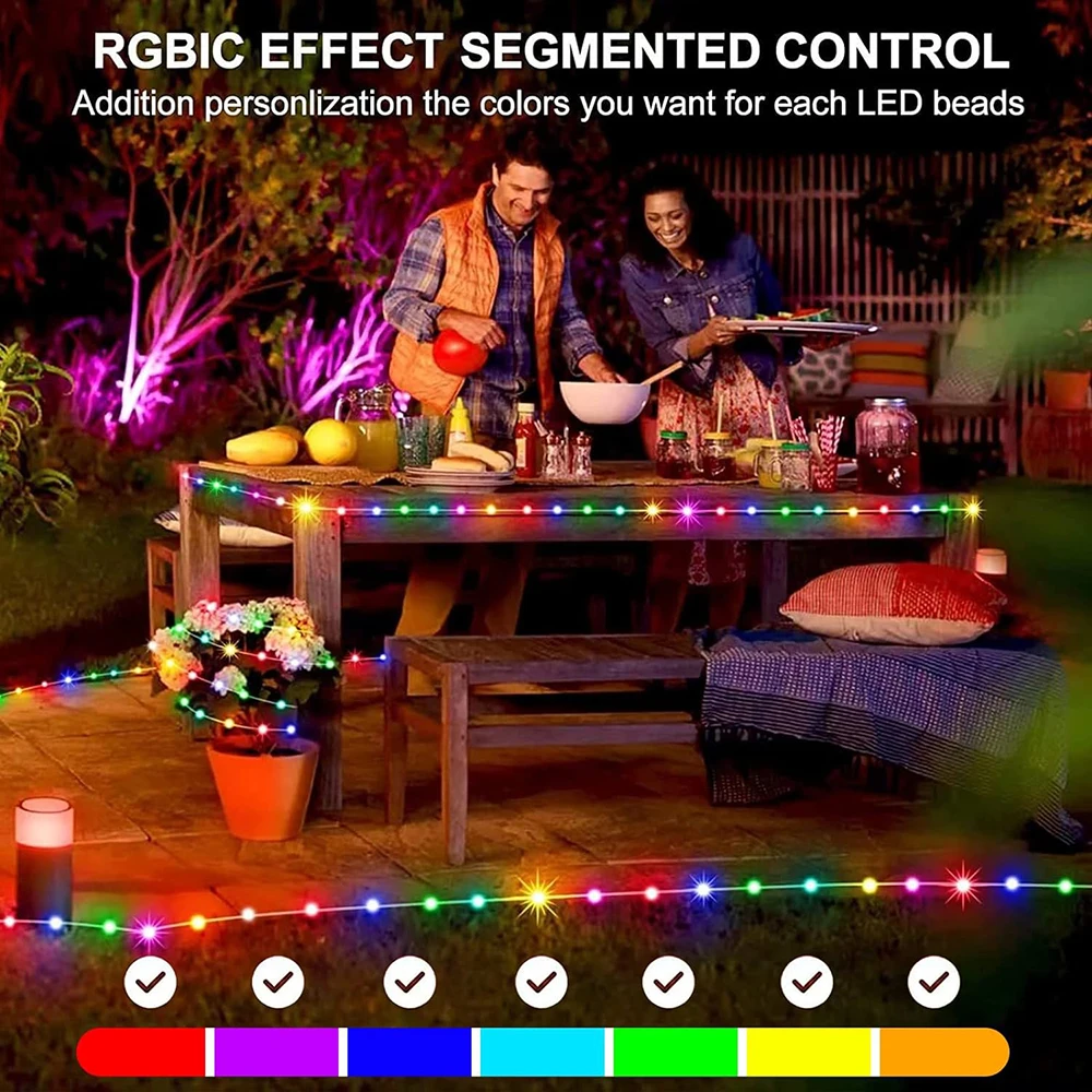 USB RGBIC Smart Fairy Light Bluetooth Light String 5V WS2812B Waterproof PVC Wire for Christma Party Wedding Chase Holiday Strip