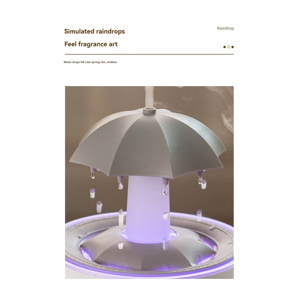 Umidificatore A62K-Goccia di pioggia per camera da letto Umidificatori d'aria per ambienti di grandi dimensioni e diffusore per aromaterapia Umidificatore silenzioso con luce