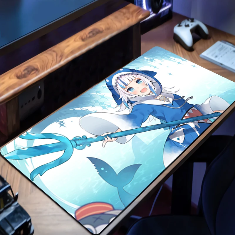 マウスパッド H-hololive Gawr Gura デスクマットプロテクターゲーミングマウスパッドオフィステーブル装飾キーボードロングパッドコンピュータゲーマーマット