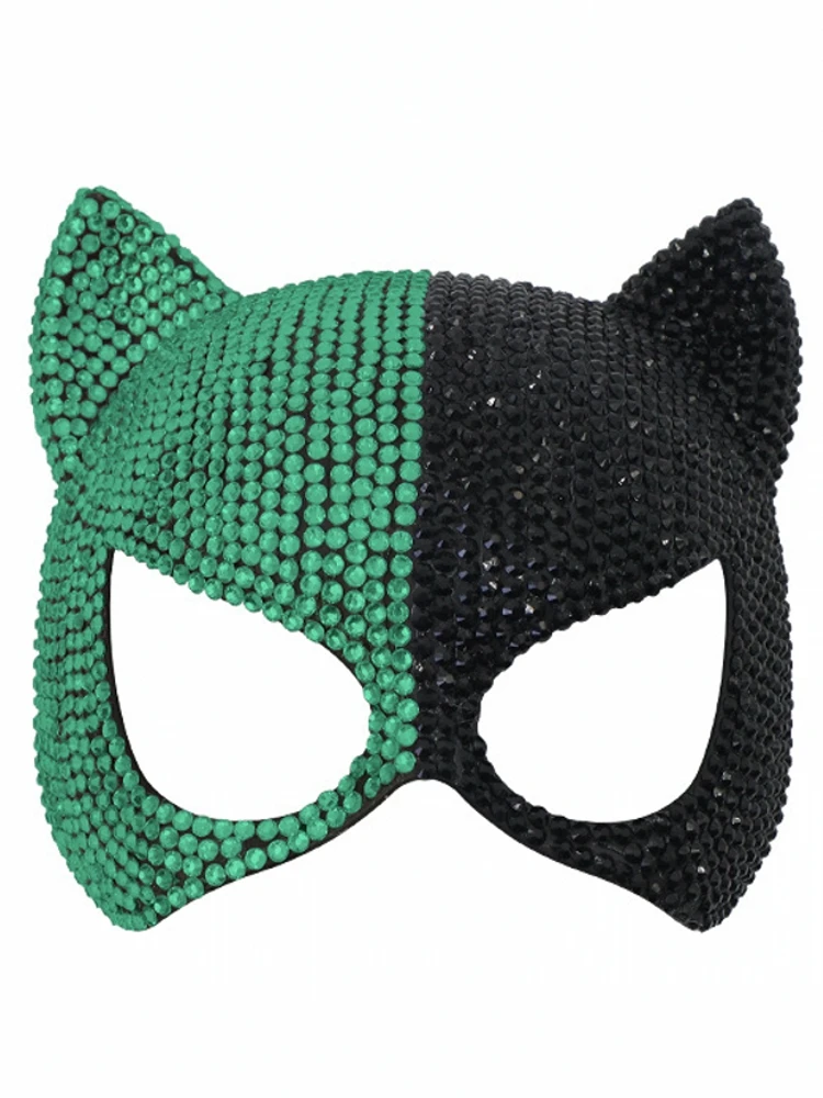 

Cat Diamond Mask Sexy Half Face Eye Mask Masquerade Halloween Party Cosplay Mask Costume Props Male Female Role-playing Toy
