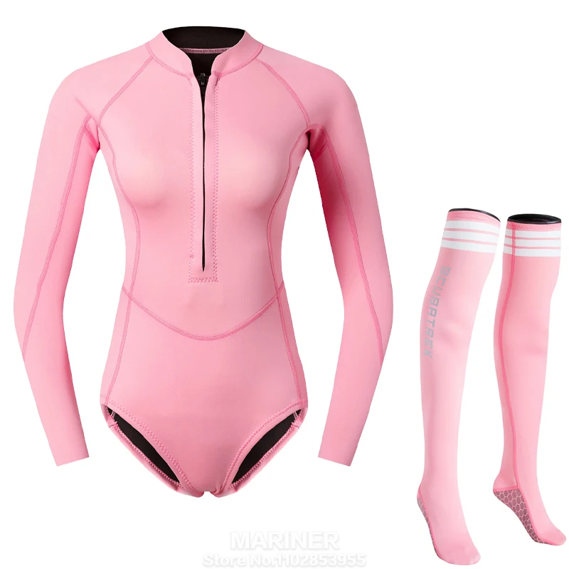 Women's Swimsuit 2mm Wetsuit Girls Bikini Wet Suit Long Sleeve Swimsuit Snorkeling Suit One-piece Swimsuit Surf Suit