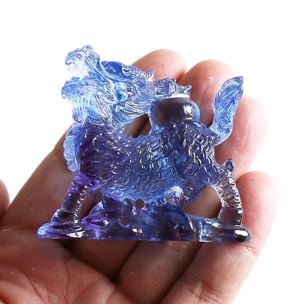 Statue de Chi Lin en cristal Liuli chinois, presse-papiers, figurines d'animaux, super cadeaux, décoration de bureau à domicile, objet de collection