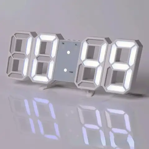 현대적인 LED 디지털 벽시계 – 침실 및 거실 인테리어에 적합한 전자 알람 테이블 시계