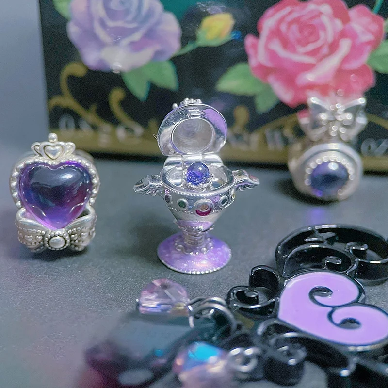 

925 Sterling Silver Sailor Moon Purple Rainbow Moon Chalice Proplica Holy Grail With Ring Charm Bead For Pandora Bracelet Bangle