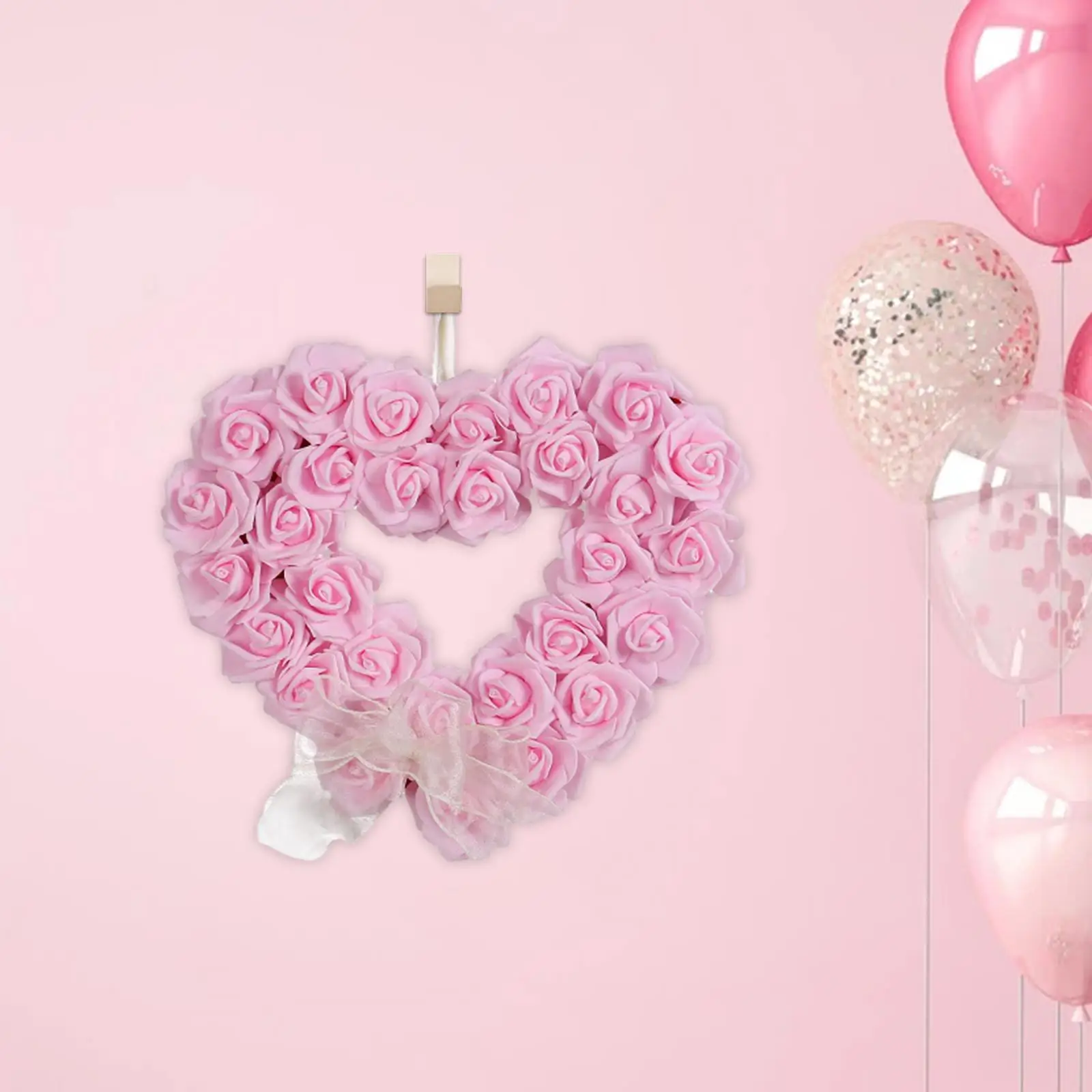 Rose Wreath Valentine Decoration Heart Shape Artificial Flower Garland for Front Door Wall Hanging Wedding Party Romantic Home