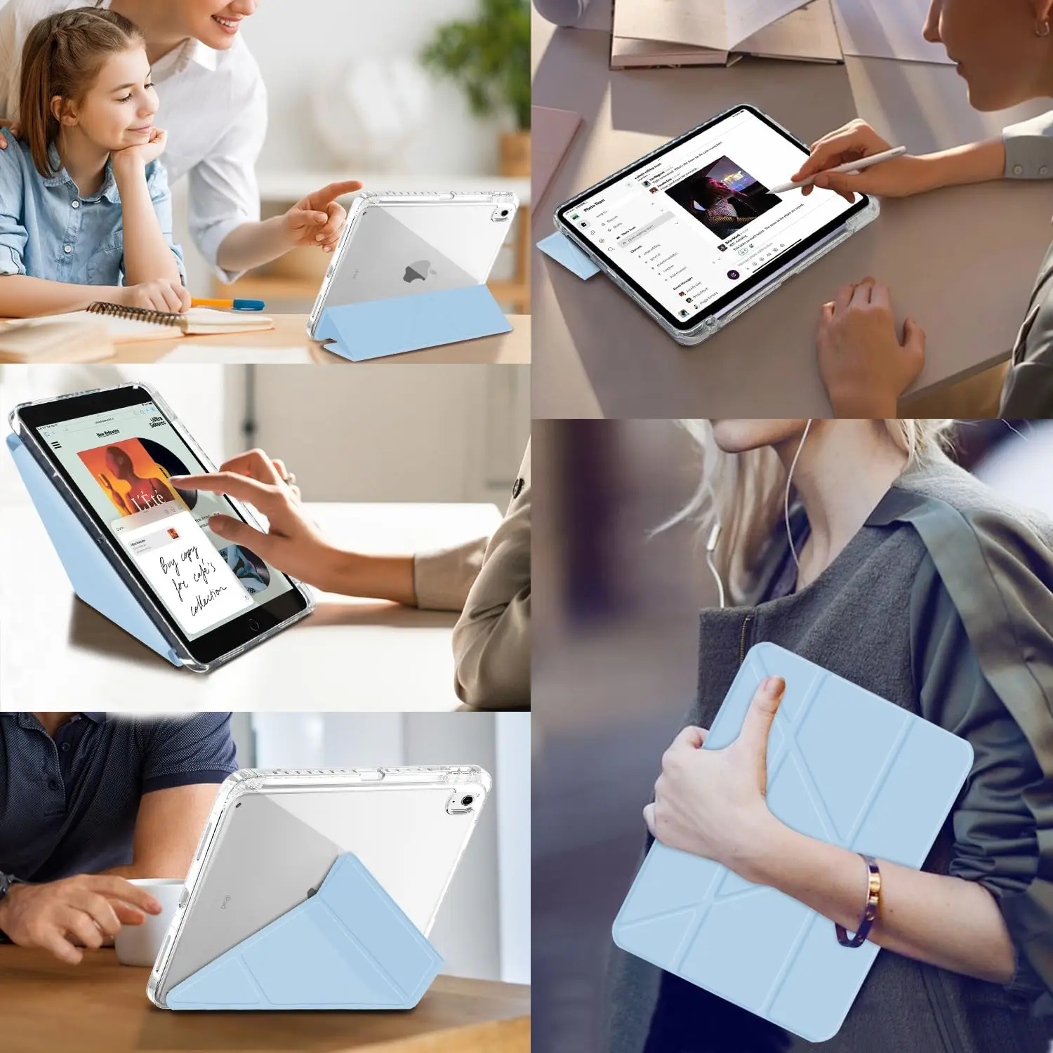 3+Y-fach faltbare, transparente Schutzhülle für iPad Air 4 5 6 7 11, für Air 2 9.7 Pro 11 Mini 6 7, Start-Hülle für 10. und 11. Generation 2025, 7/8/9 10.2 – Detail 5