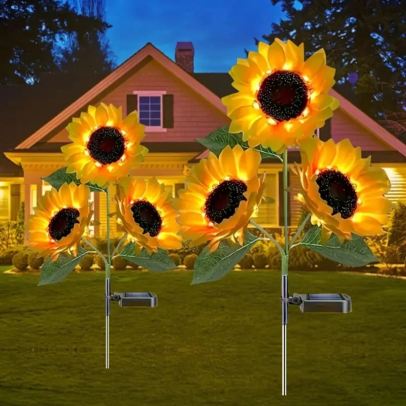 Solar Sunflower Lamp Outdoor Solar Flowers for Backyard, Flower Bed, Passage Terrace Porch Spring Christmas Halloween Decoration
