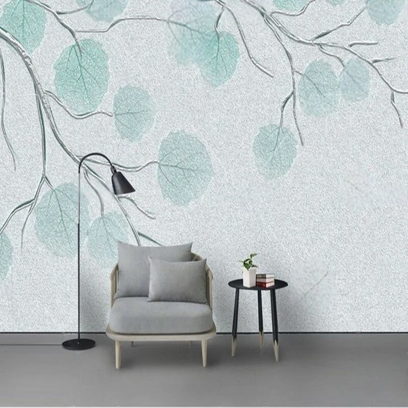 

Modern elegant simple and grand ironwork wall with green background of branches and leaves