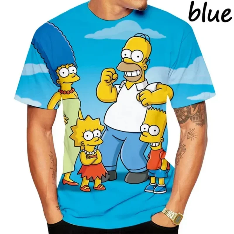 Summer Disney Anime Graphic T Shirt Simpsons 3D Print T-shirt Casual Hip Hop Harajuku Street Unisex Tops Fashion Men Clothing