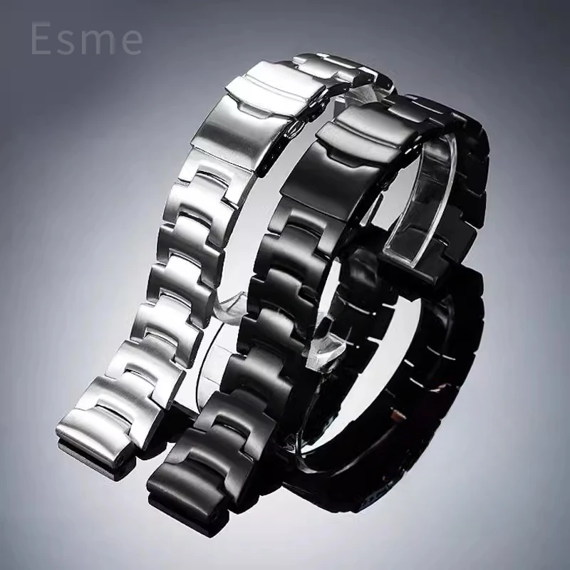 

For Casio PRO TREK PRG-260/270 PRW-2025/3500/5100/2500 18mm Black Steel Watchband Premium Replacement Strap Concave Interface