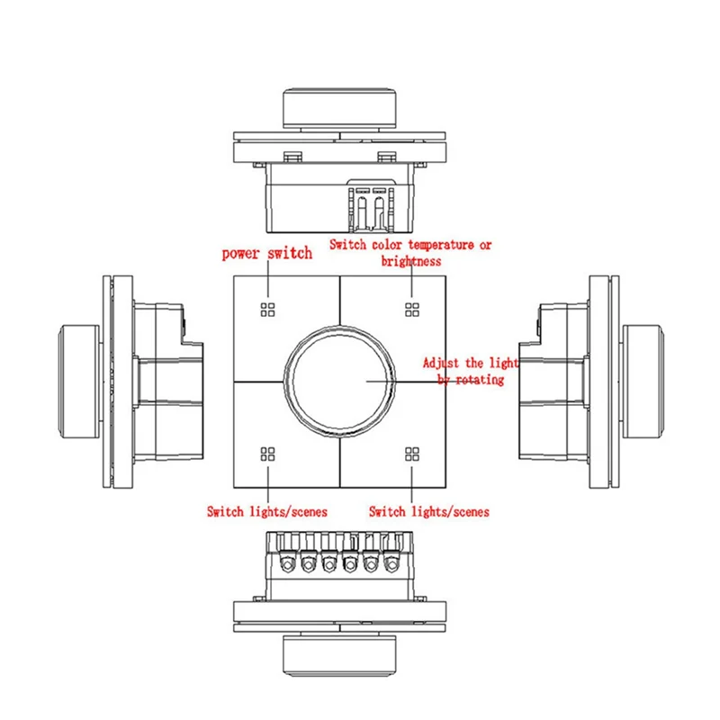 AC56-Tuya Zigbee Knob Smart Dimming Switch Panel App Control Voice Control Linkage 4 Gang Relay Smart Home Light Switch