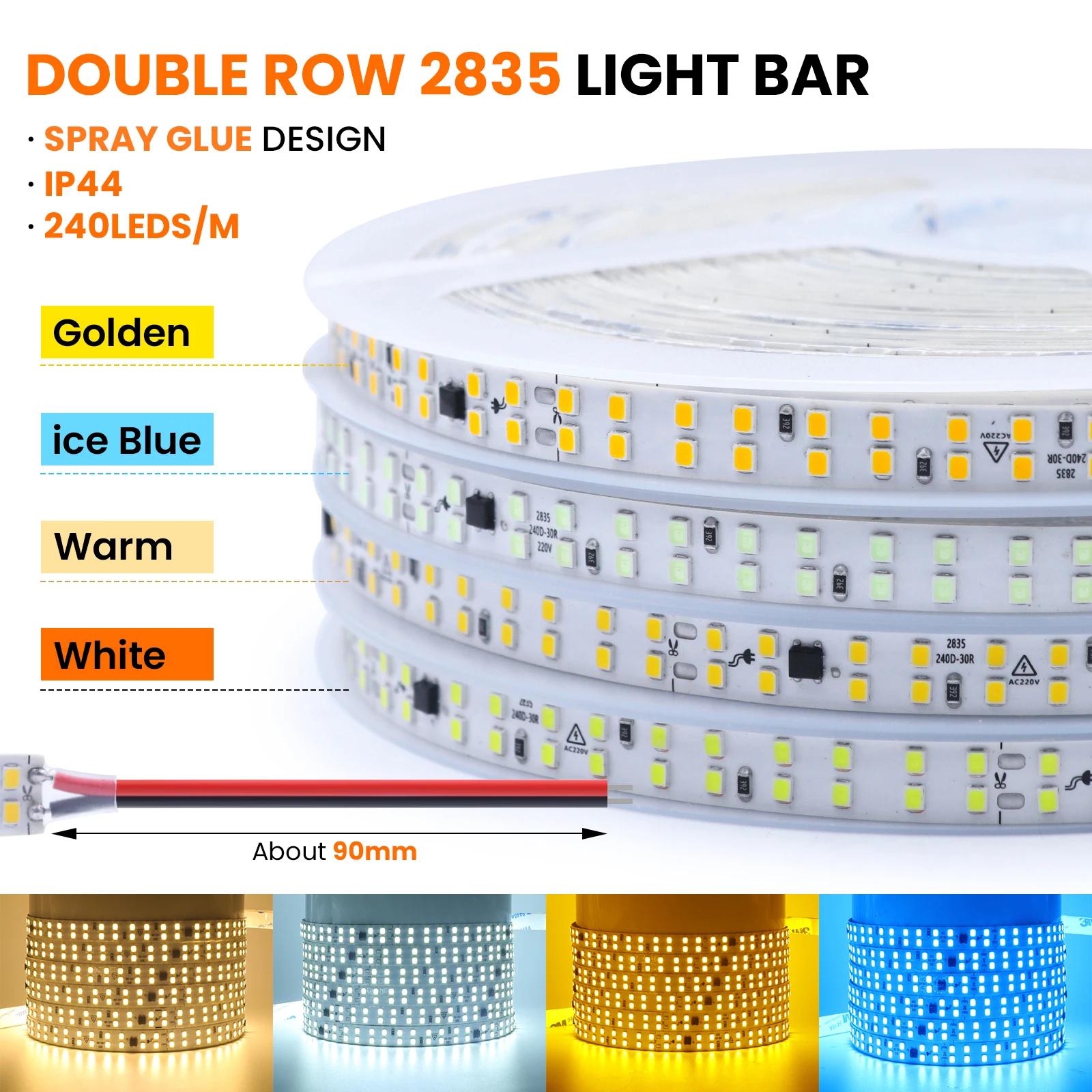 AC 220V 240Leds/M LED Strip IP44 3000K 4000K 6000K 2835 5M 10M 20M/Roll Driver Build In Home Decor Flexible Ribbon Rope Light