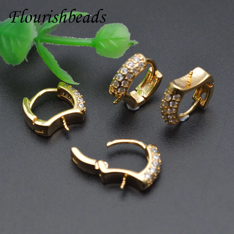 50 قطعة الذهب الحقيقي تصفيح الأذن السنانير معبد حجر الراين القرط موصل مع دبوس صالح الخرز Earrings بها بنفسك أقراط مجوهرات صنع مكونات