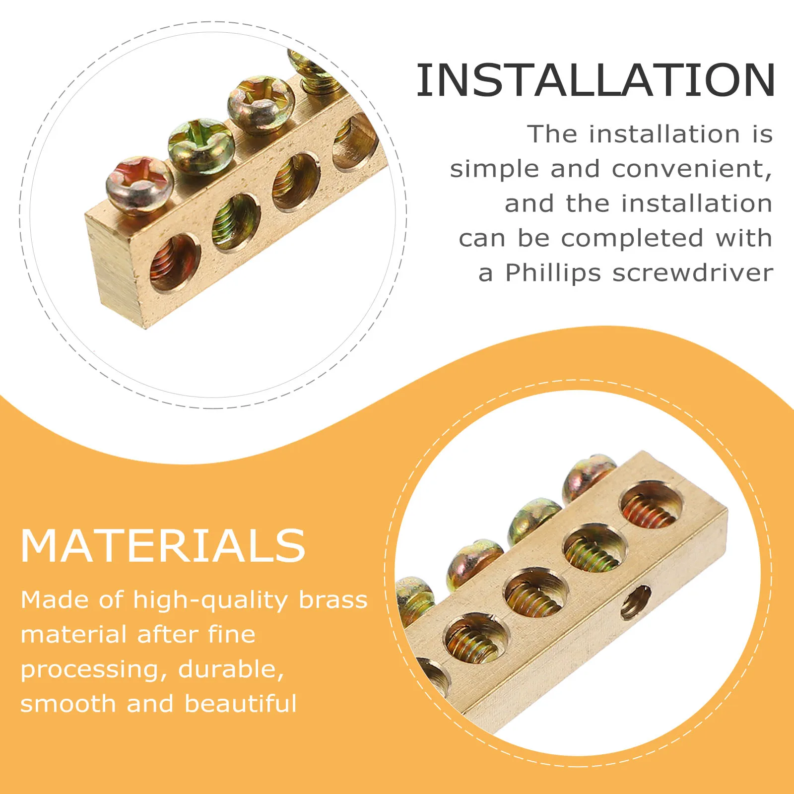 

4Pcs 8 Hole Copper Screw Terminal Ground Bar Corrosion-Resistant Long-Lasting Performance Electrical Terminal Block