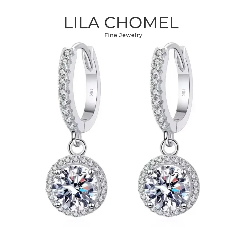 Girl Valentine's Day 18K White Gold Women Wedding Drop Earrings 1CT Moissanite Diamond Lover PT950 Platinum Wife Birthday Gift 6