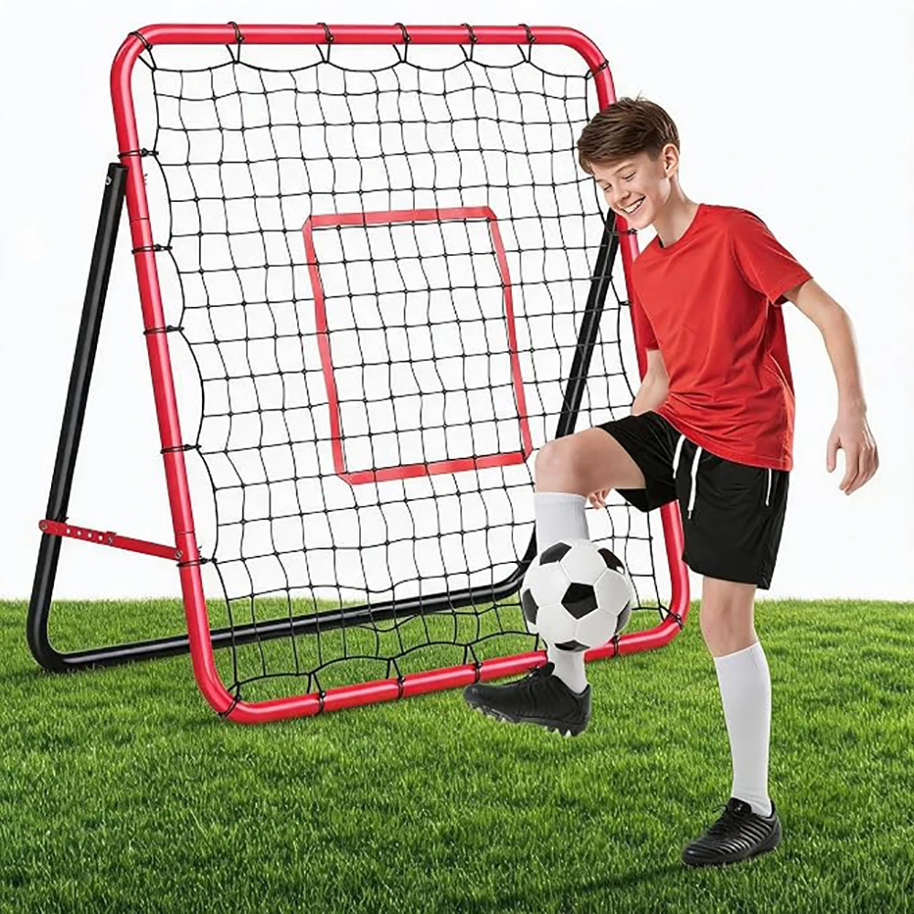 Rete da allenamento per il calcio, rete da allenamento 4x4 con zona di mira, angolo regolabile, rete in PE resistente per esercitarsi nel passaggio, nel ricevimento e nel controllo del pallone.