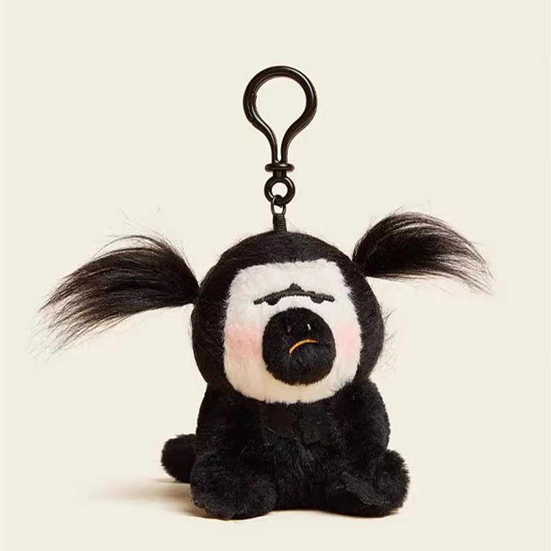 Cute Plush White Face Monkey Fried Hair Decorative Keychain With Hairpins Comb Funny Ugly Bag Decorative Soft Stuffed Doll Toy