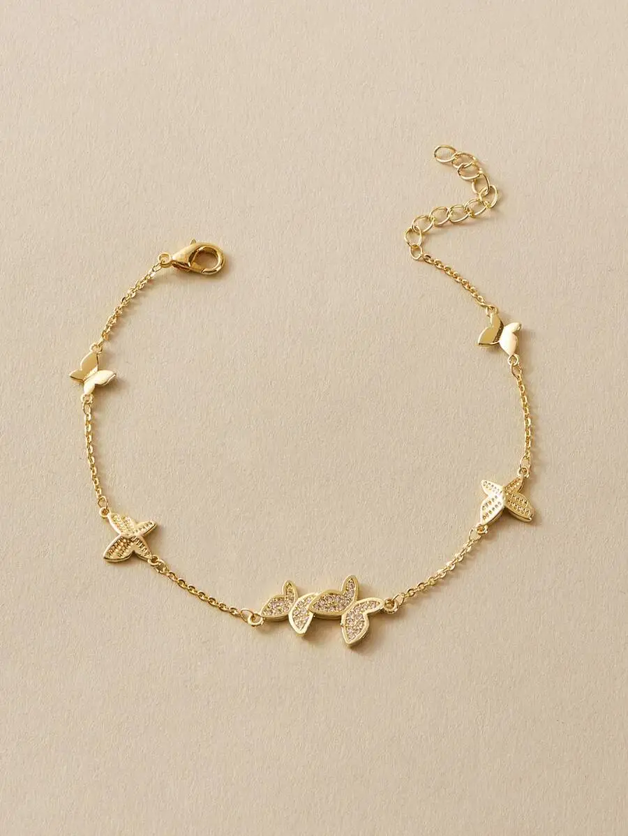 

Butterfly Charm Bracelet With Crystal Accents For Women