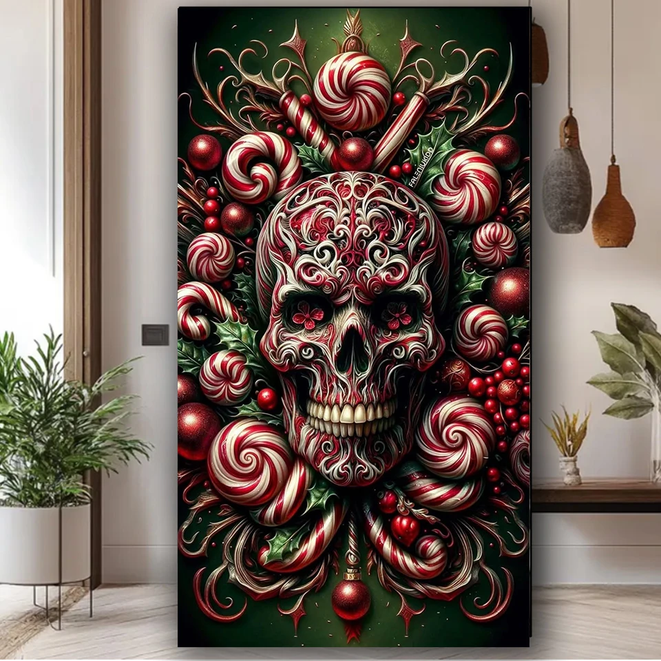 

Новинка 2026: Набор для алмазной вышивки «Таинственный конфетный череп» (DIY), алмазная живопись, алмазный арт, картина-натюрморт для домашнего декора и подарка